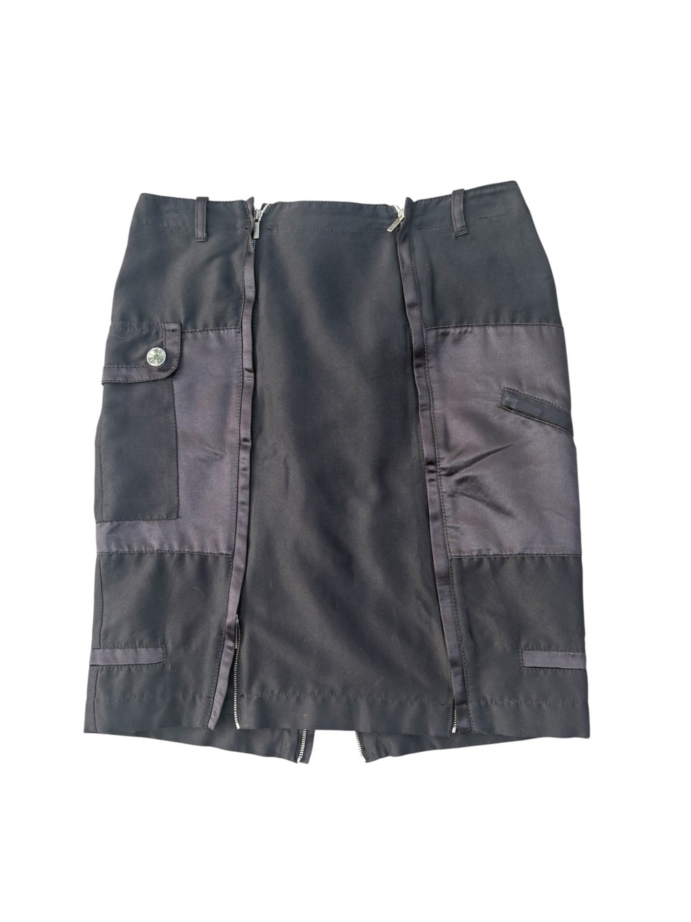 Sportmax Black Panel Pencil Skirt with Zip and Pocket Details